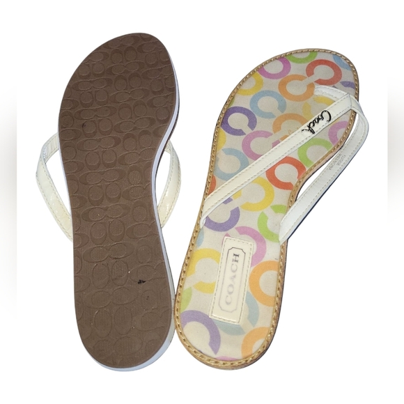 Coach Devlynn Women's Thong Flip Flop Multicolor Patterned Sandals Sz 8 - Picture 5 of 7